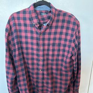 IZOD Casual Red & Navy Plaid Flannel - Size XL